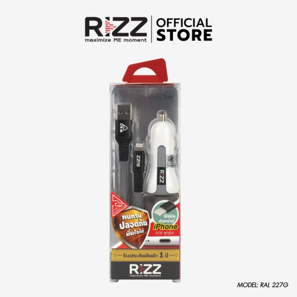 ริซซ์ ชุดชาร์จในรถยนต์ สำหรับสมาร์ตโฟน แอนดรอยด์ พร้อมสาย  USB-A to Micro USB รุ่น  RAL-227G