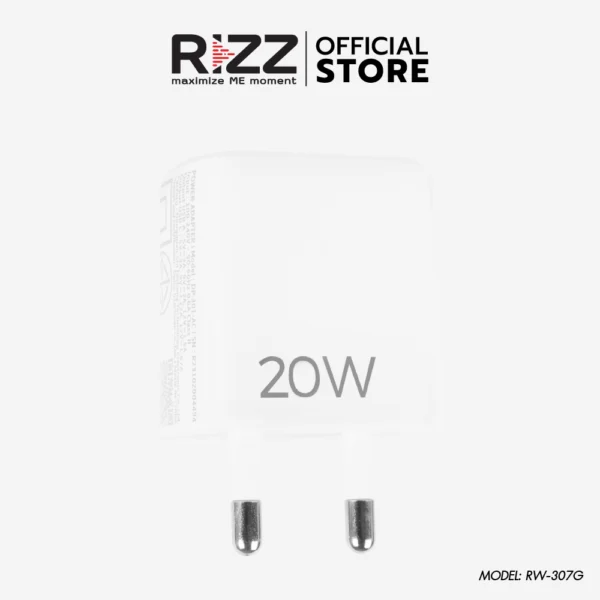 ริซซ์ อแดปเตอร์หัวชาร์จในบ้าน พอร์ตคู่ USB-A และ Type C รุ่น  RW-307G (ขากลม) - Image 3